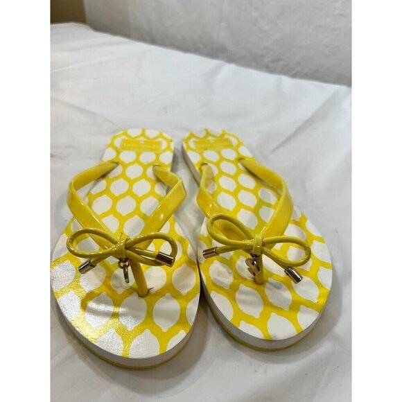 Kate Spade Nadine Lemon Yellow Bow Rubber Thong Sandals Sz 7 SB-F - Picture 11 of 11